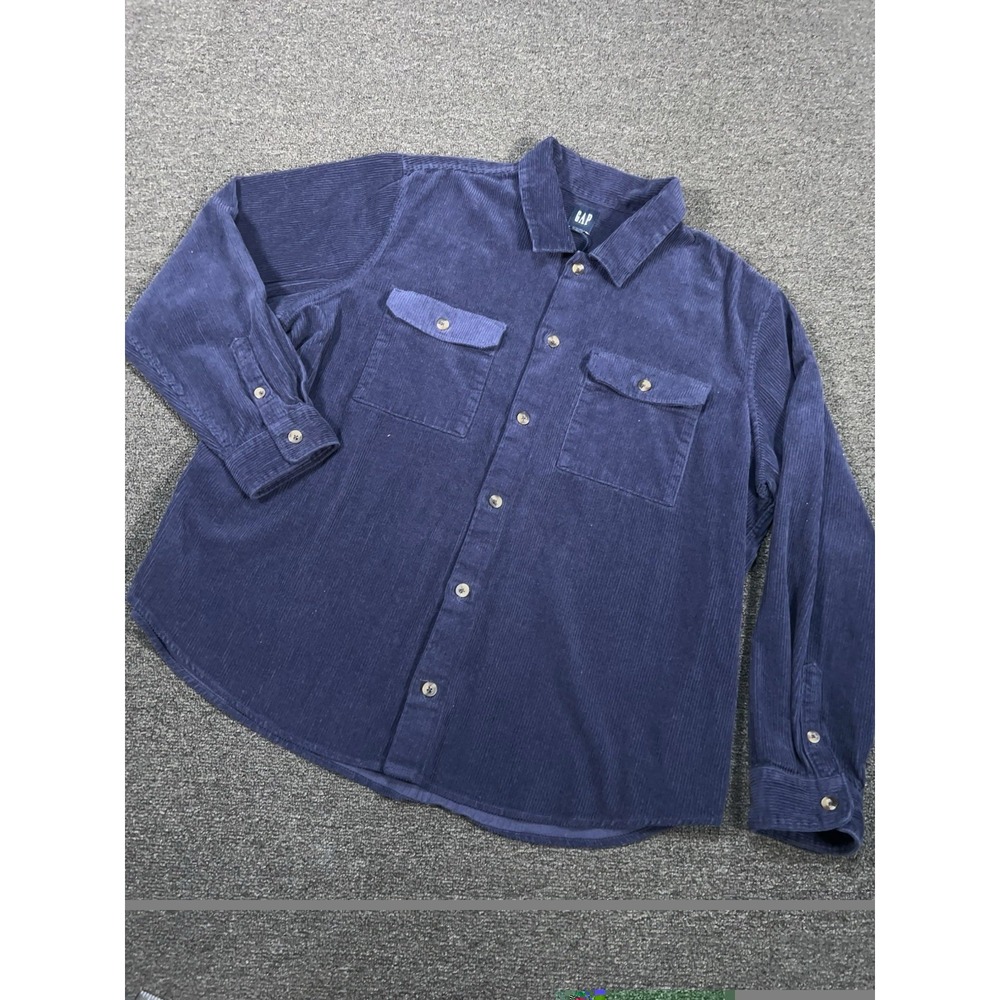 New Gap‎ Corduroy Shirt Jacket Shacket Mens 2XL Navy Purple Button Up Chore Work